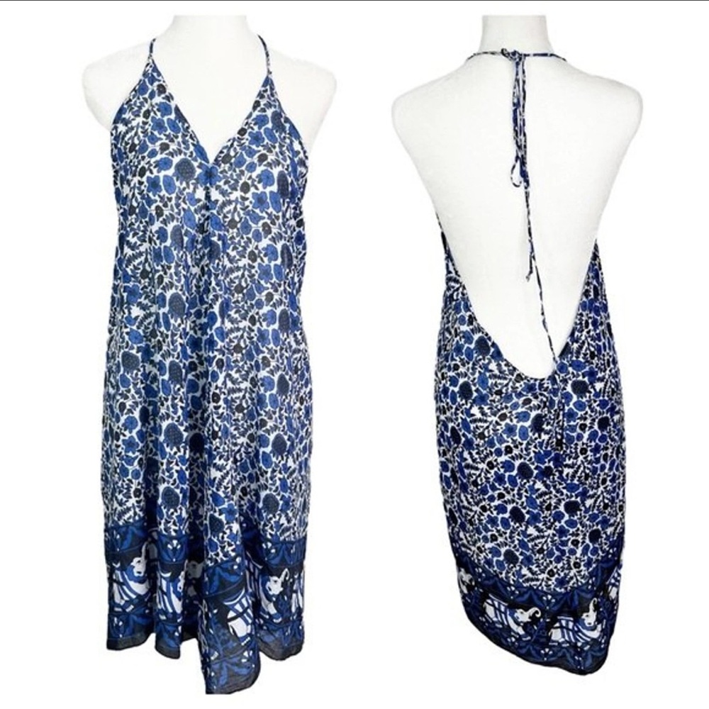 Band of Gypsies Blue Floral Backless Dress size S
